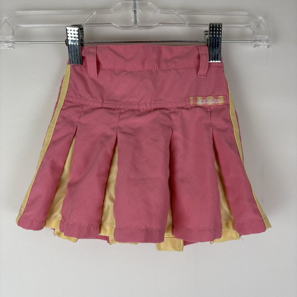 Vintage Y2K Girls 12M Pink Yellow Adidas Skit Skort Built In Shorts